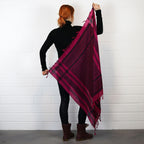 Pali Kufiya Style Magenta Pink Black Tassel Scarf - SKRF