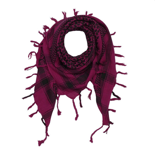 Pali Kufiya Style Magenta Pink Black Tassel Scarf - SKRF