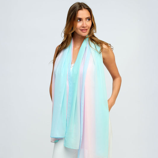 Pia Rossini Allure Pale Blue Pastel Ombre Chiffon Scarf