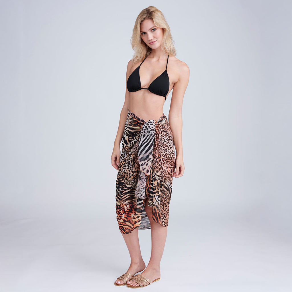Pia Rossini Saffie Leopard Animal Print Sarong - SKRF