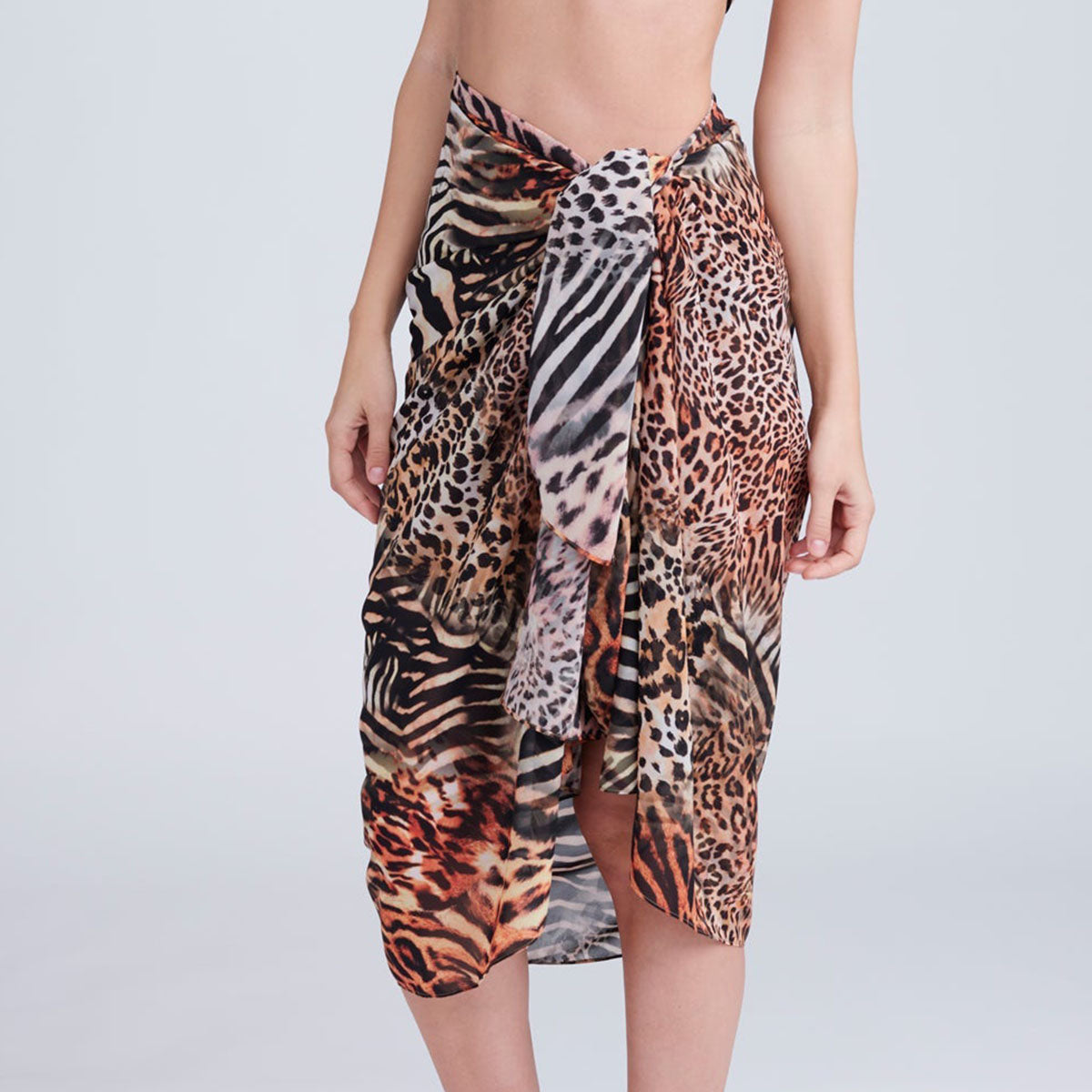 Pia Rossini Saffie Leopard Animal Print Sarong - SKRF