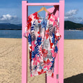 Pink Hibiscus Flower Print Summer Beach Bikini Cover Up SKRFST066YI18 - SKRF