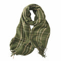 Plaid Check Green Tassel Shawl Scarf - SKRF