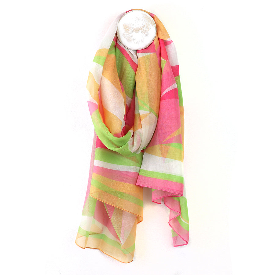 Pom Pink Abstract Print Recycled Yarn Scarf