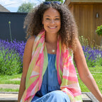 Pom Pink Abstract Print Recycled Yarn Scarf