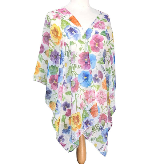 Pretty Pansy Multicolour Print Kaftan - SKRF