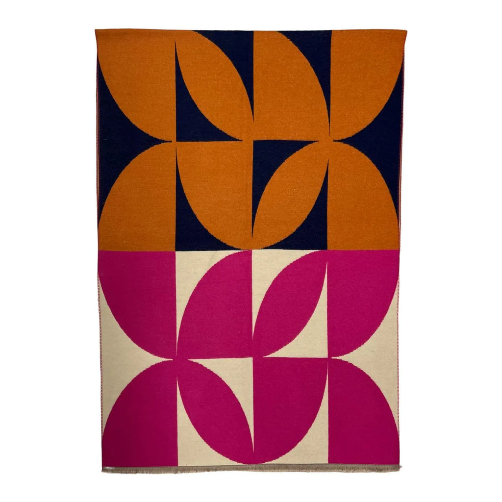 Retro Print Cashmere Blend Winter Scarf Hot Pink - SKRF