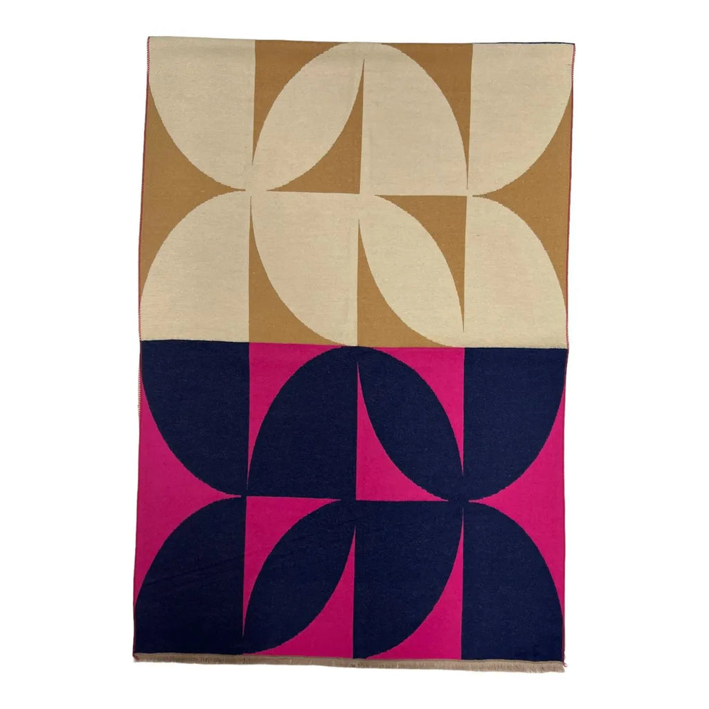 Retro Print Cashmere Blend Winter Scarf Hot Pink - SKRF