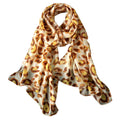 SK1702 Animal Print Chiffon Scarf Yellow Brown