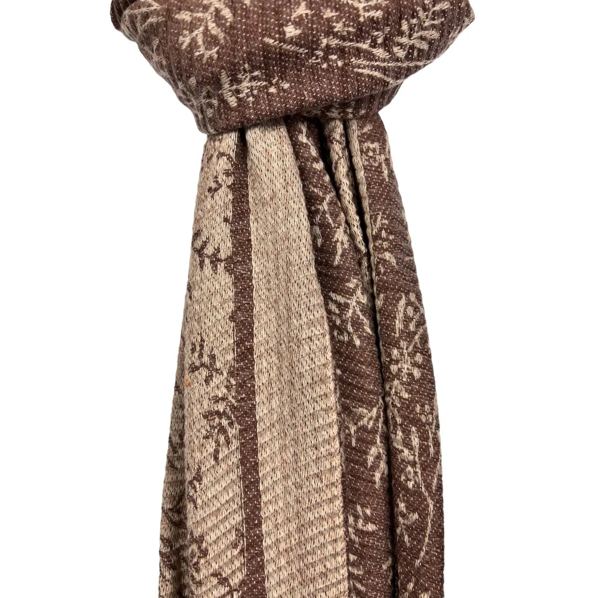 Soft Pleated Mini Leaves Print Winter Scarf Brown - SKRF