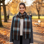 Tartan Winter Scarf With Tassle Ends Brown