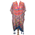 Vibrant Tribal Navy Blue Multicolour Print Kaftan - SKRF